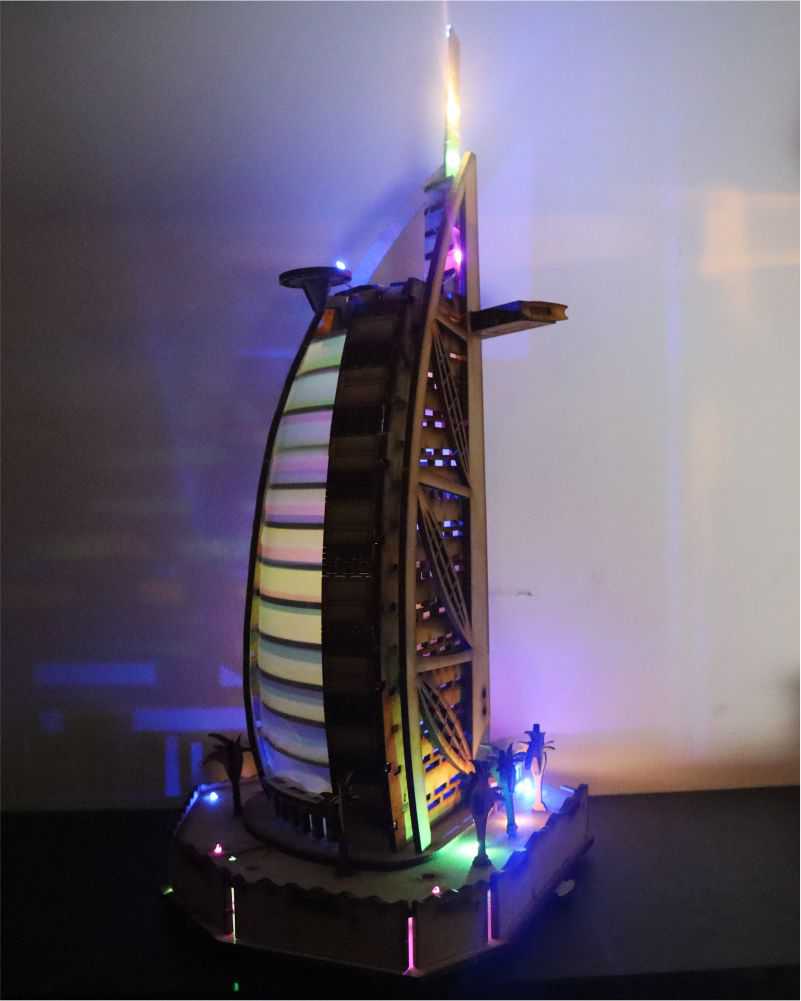 rompecabezas-3d-Maquetas-Arquitectura-madera-luces-burj-arab-dubai-arabia-emiratos